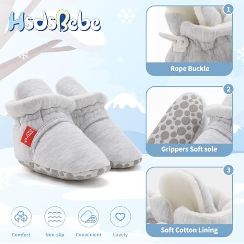 HsdsBebe Unisex Newborn Baby Cotton Booties Non-Slip Sole - Image 5