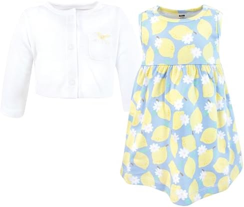 Hudson Baby Infant and Toddler Girls Cotton Dress and Cardigan Set - Image 3