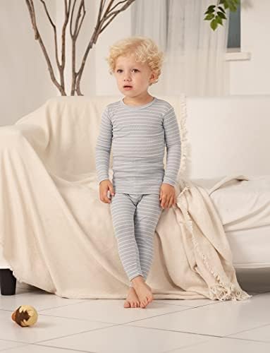 AVAUMA Stripe Pattern Baby Boys Girls Pajama Set Kids Toddler Snug fit Ribbed - Image 2