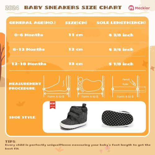 Meckior Toddler Baby Boys Girls High Tops Ankle Sneakers Soft Anti-Slip Sole PU - Image 6