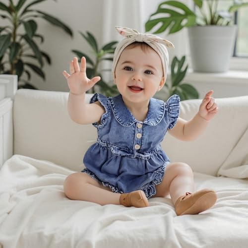 Baby Girl Denim Outfit Button Romper Jean Jumpsuit Shorts Overalls Toddler - Image 3