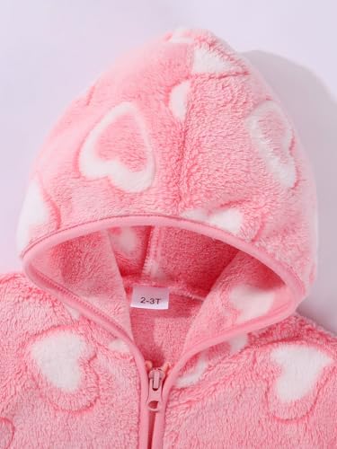 Toddler Baby Girl Fleece Jackets Fall Clothes Hooded Zip Fuzzy Coats - Image 4