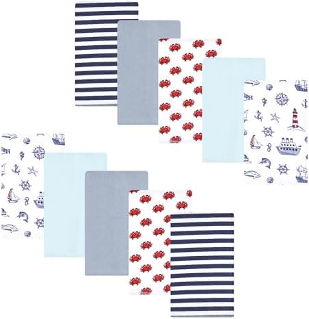 Luvable Friends Hudson Baby Flannel Burp Cloths 10pk, Coastal Lighthouse by Luvable+Friends