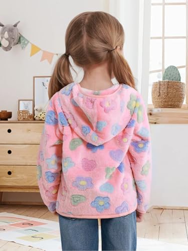 Toddler Baby Girl Fleece Jackets Fall Clothes Hooded Zip Fuzzy Coats - Image 5