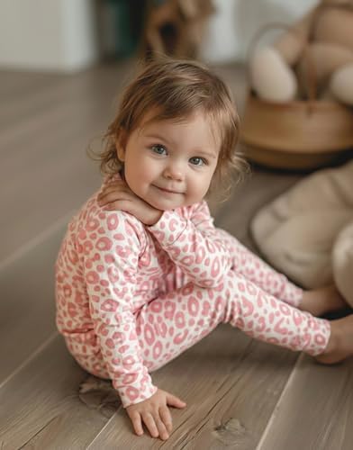 moimoln Cotton Modal Baby Toddler Pajamas Check Solid Leopard 6M-8Y - Image 5