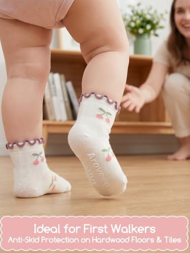 Aroveea Toddler Socks Non Slip Grip Ankle Baby 12 Pack - Image 2