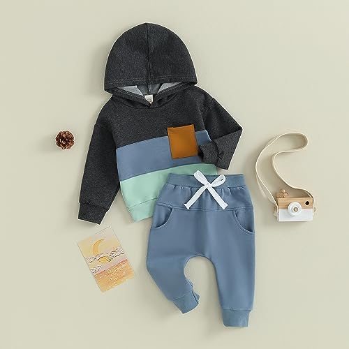 Infant Baby Boy Fall Winter Clothes Outfit Hooded Long Sweatshirt Pant Set - Image 3
