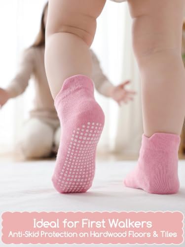 Aroveea Toddler Socks Non Slip Grip Ankle Baby 12 Pack - Image 3