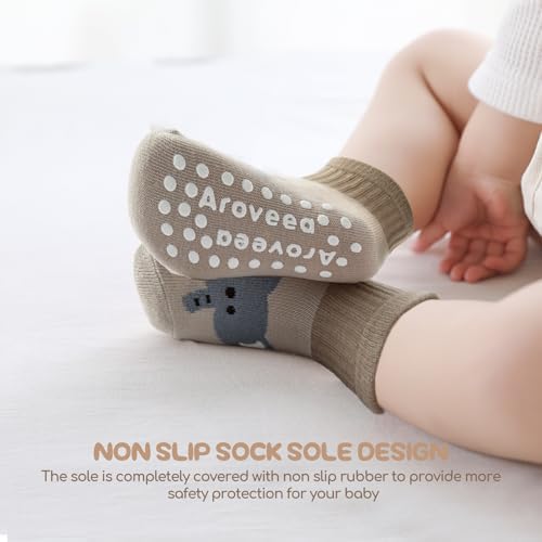 Aroveea Toddler Socks Non Slip Grip Ankle Baby 12 Pack - Image 3