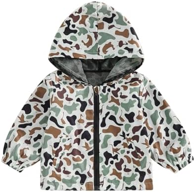Toddler Baby Boy Camo Hoodie Windbreaker Zip Up Long Sleeve Hooded Camouflage by Unknown