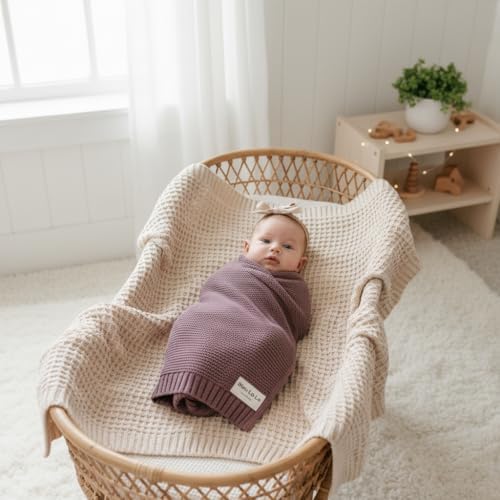 100% Organic Cotton Heritage Knit Textured Baby Quilt Blanket - Image 6