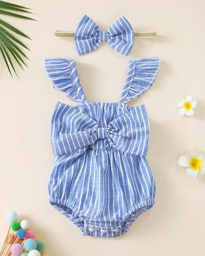 Renotemy Baby Girl Clothes Summer Rompers Cute Outfits Preemie-18 Months | - Image 2