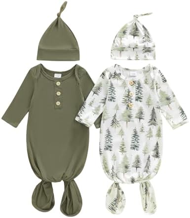 2-Pack Baby Sleeper knotted Gown Boy Girl Nightgown by Merqwadd