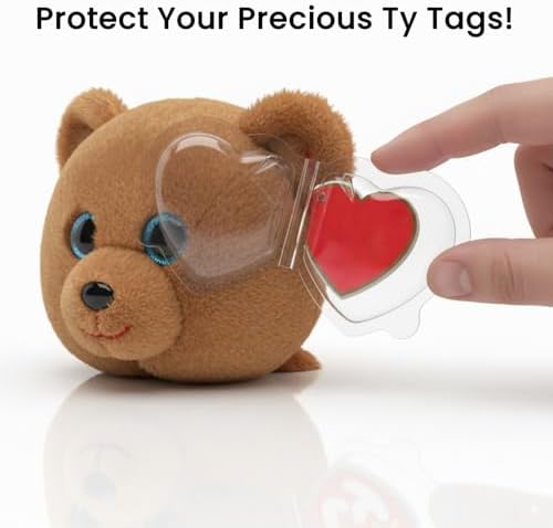 Beanie Baby Heart Tag Protectors 62 Pack – Clear Plastic Tag Covers - Image 2