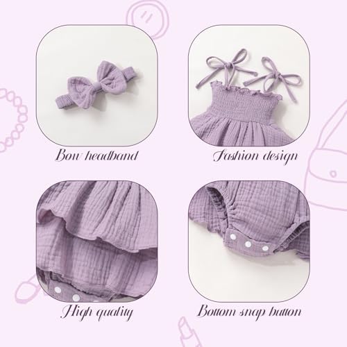 YOUNGER TREE Baby Girl Clothes Infant Summer Romper Dress Sleeveless Bodysuit - Image 4