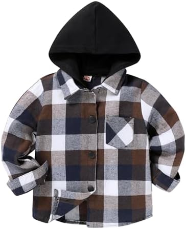 YOUNGER STAR Toddler Kids Boys Girls Flannel Hooded Plaid Shirt Button Baby Red by YOUNGER+STAR
