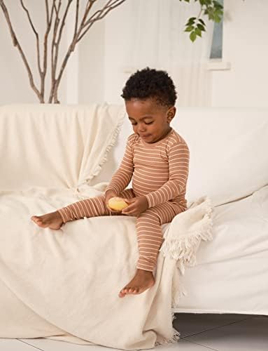 AVAUMA Stripe Pattern Baby Boys Girls Pajama Set Kids Toddler Snug fit Ribbed - Image 3