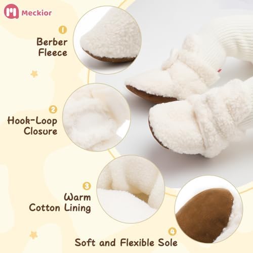 Meckior Newborn Infant Baby Girls Boys Warm Fleece Winter Booties First Walkers - Image 5