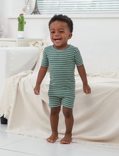 AVAUMA Stripe Pattern Baby Boys Girls Pajama Set Kids Toddler Snug fit Ribbed - Image 2