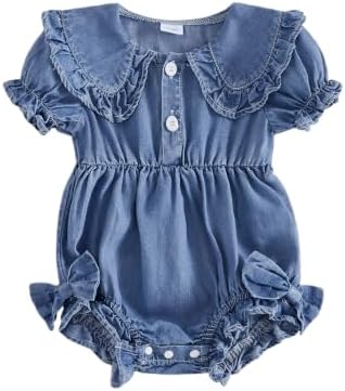 Baby Girl Denim Outfit Button Romper Jean Jumpsuit Shorts Overalls Toddler by Emmababy