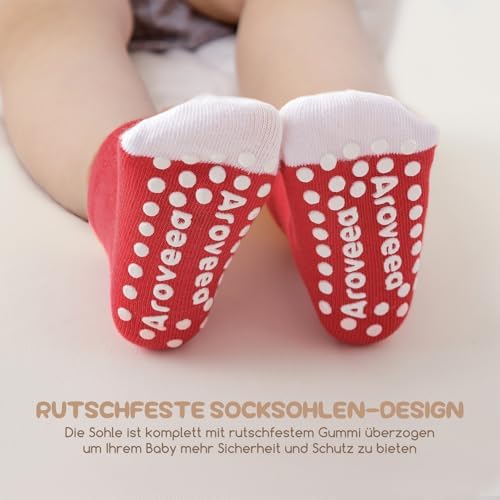 Aroveea Toddler Socks Non Slip Grip Ankle Baby 12 Pack - Image 2