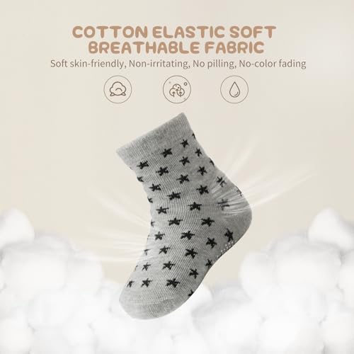 Aroveea Toddler Socks Non Slip Grip Ankle Baby 12 Pack - Image 3