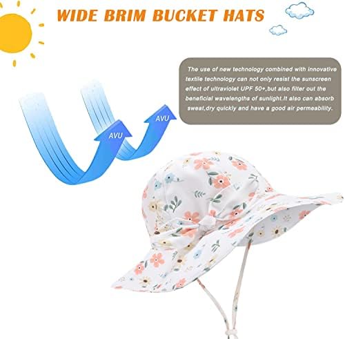Baby Girl Sun Hat Infant Summer Beach Hat Toddler Bucket Hat UPF 50+ - Image 3