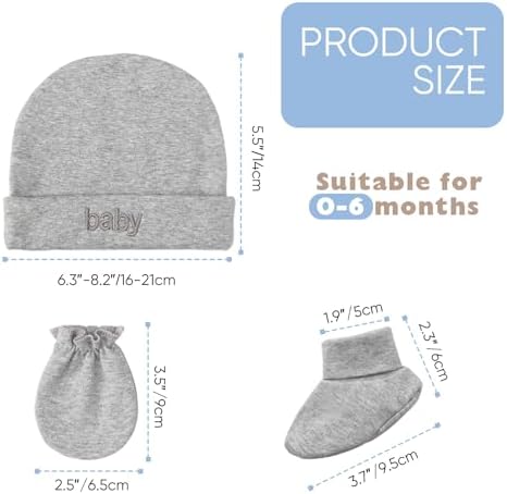 BQUBO Newborn Baby Hat Mittens Socks Set Infant Cotton Beanie Gloves Thick Warm - Image 5