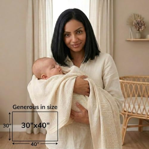 Receiving Blankets, 100% Organic Cotton Knit, Newborn Baby Swaddle | - Image 3