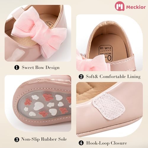Meckior Infant Baby Girls Soft Sole Bowknot Princess Wedding Dress Mary Jane - Image 6