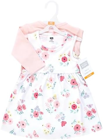 Hudson Baby Infant and Toddler Girls Cotton Dress and Cardigan Set - Image 2