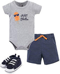 Hudson Baby Unisex Baby Cotton Bodysuit, Shorts and Shoe Set by HudsonBaby