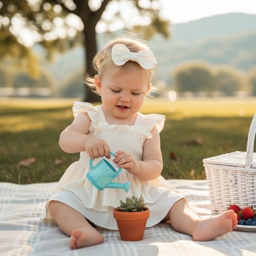Newborn Baby Girls Summer Clothes Ruffle Sleeveless Pleated Smocked Bubble - Image 2