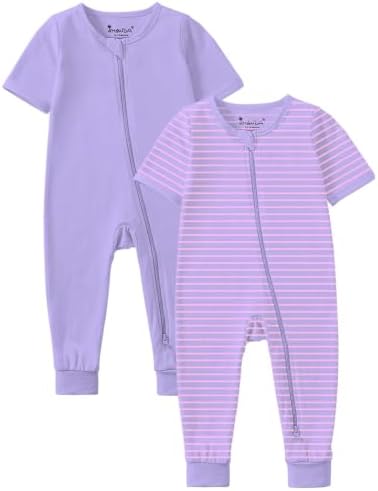 Jimonda Baby Romper Short Sleeve Cotton Pajamas 2-Way Zipper by JimondaBaby