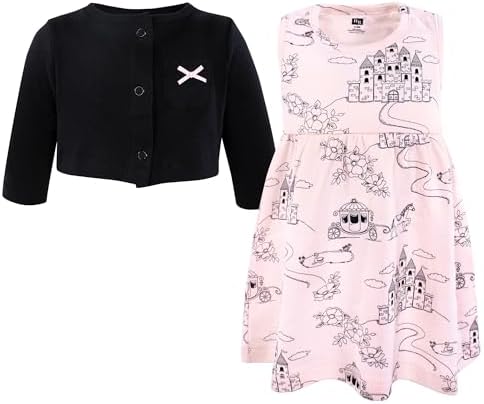 Hudson Baby Infant and Toddler Girls Cotton Dress and Cardigan Set - Image 3