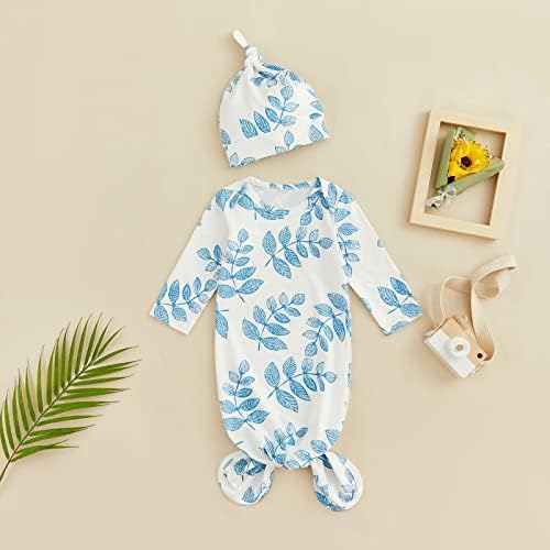 Newborn Baby Girl Floral Sleep Gown Headband Sleepwear Outfit - Image 2