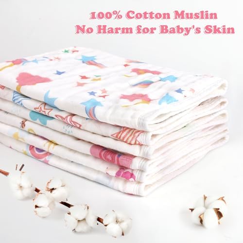 Baby Burp Cloths Muslin Washcloths 6 Pack Cotton Burp Rags - Image 3