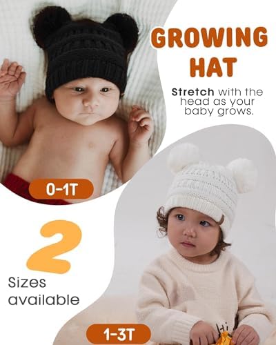 FURTALK Baby Winter Knitted Beanie Hat Soft Warm Pom Poms Toddler Skull Cap - Image 3