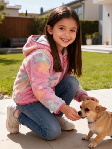 Toddler Baby Girl Fleece Jackets Fall Clothes Hooded Zip Fuzzy Coats - Image 3