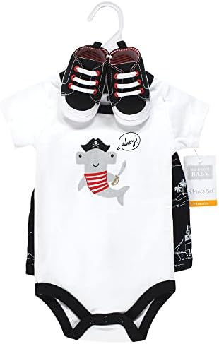 Hudson Baby Unisex Baby Cotton Bodysuit, Shorts and Shoe Set - Image 2