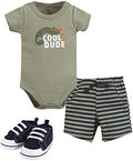 Hudson Baby Unisex Baby Cotton Bodysuit, Shorts and Shoe Set by HudsonBaby