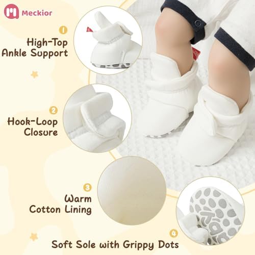 Meckior Newborn Infant Baby Girls Boys Warm Fleece Winter Booties First Walkers - Image 5