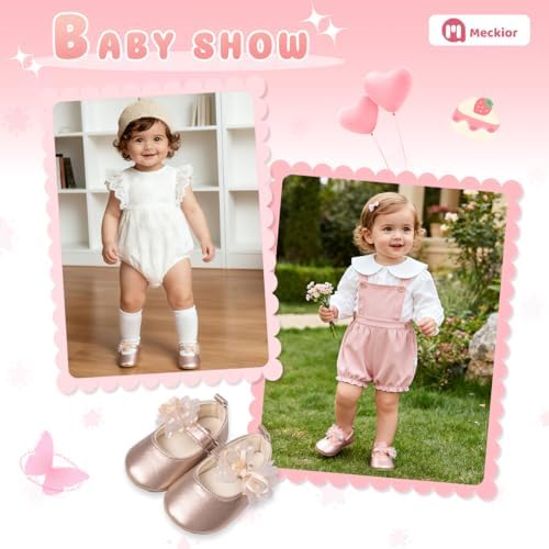 Meckior Infant Baby Girls Soft Sole Bowknot Princess Wedding Dress Mary Jane - Image 3