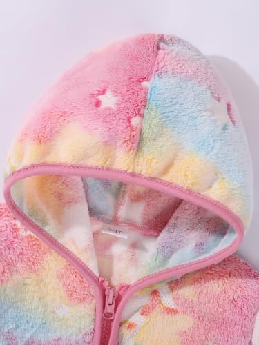 Toddler Baby Girl Fleece Jackets Fall Clothes Hooded Zip Fuzzy Coats - Image 6