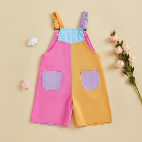 Fernvia Toddler Kids Baby Girl Boy Contrast Color Overalls Shorts Clothes - Image 6