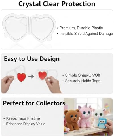 Beanie Baby Heart Tag Protectors 62 Pack – Clear Plastic Tag Covers - Image 5
