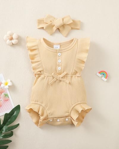 Renotemy Baby Girl Clothes Summer Rompers Cute Outfits Preemie-18 Months | - Image 2