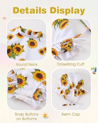 Renotemy Baby Swimsuit Girls One-Piece Swimwear Baby Beach Essentials 3M-3T - Image 5