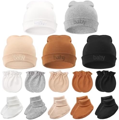 BQUBO Newborn Baby Hat Mittens Socks Set Infant Cotton Beanie Gloves Thick Warm by DRESHOW