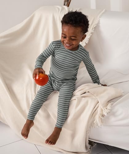 AVAUMA Stripe Pattern Baby Boys Girls Pajama Set Kids Toddler Snug fit Ribbed - Image 4